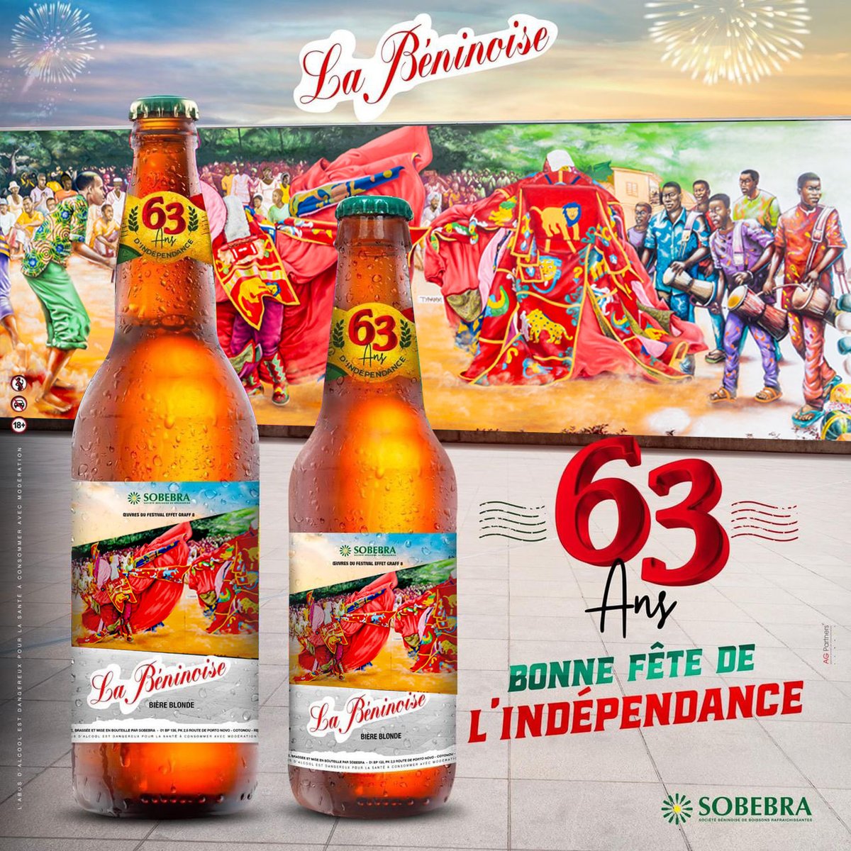 TypammPeter's tweet photo. Fête de l'indépendance 2023 | 
La Béninoise fait spécialement peau neuve pour cette célébration.
Cette fresque du talentueux artiste visuel Béninois Typamm Peter  et ses collaborateurs Manon et Bodo illustre une scène de revenant (EGUNGUN).

Fiers d'être Béninois. https://t.co/j2fedUTr4j