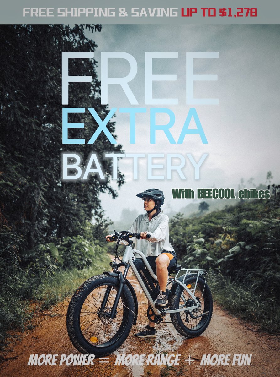 BeecoolBikes's tweet photo. 𝐁𝐞𝐞𝐂𝐨𝐨𝐥 𝐒𝐩𝐞𝐜𝐢𝐚𝐥 𝐎𝐟𝐟𝐞𝐫 | 𝐅𝐫𝐞𝐞 𝐄𝐱𝐭𝐫𝐚 𝐁𝐚𝐭𝐭𝐞𝐫𝐲 𝐅𝐨𝐫 𝐄𝐛𝐢𝐤𝐞 𝐏𝐮𝐫𝐜𝐡𝐚𝐬𝐞
🎉 Unbeatable Offer! Buy a BeeCool #Ebike and Get a FREE 48V 10Ah Battery! 🚴🔋 
https://t.co/rRx9tocbXF
#BeeCoolBikes #SpecialOffer #FreeBattery #UnlimitedAdventure https://t.co/5egLycc28R