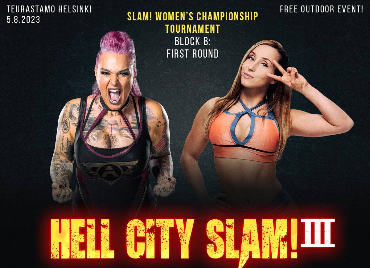 SLAM! Wrestling Entertainment (@slamwres) on Twitter photo Aug. 5 in #Helsinki at Teurastamo it's the opening round of the B Block ⚡ SLAM! Women's title 🏆 tournament as part of Hell City SLAM! III 🤩
Germany's <a href="/Jazzy_Gabert/">Jazzy Gabert</a> 🇩🇪 faces her old European rival <a href="/Shannanjii/">Shanna シャナ</a> of Portugal 🇵🇹
For the 3rd year in a row, this event will FREE‼️ Aug. 5 in #Helsinki at Teurastamo it's the opening round of the B Block ⚡ SLAM! Women's title 🏆 tournament as part of Hell City SLAM! III 🤩
Germany's <a href="/Jazzy_Gabert/">Jazzy Gabert</a> 🇩🇪 faces her old European rival <a href="/Shannanjii/">Shanna シャナ</a> of Portugal 🇵🇹
For the 3rd year in a row, this event will FREE‼️