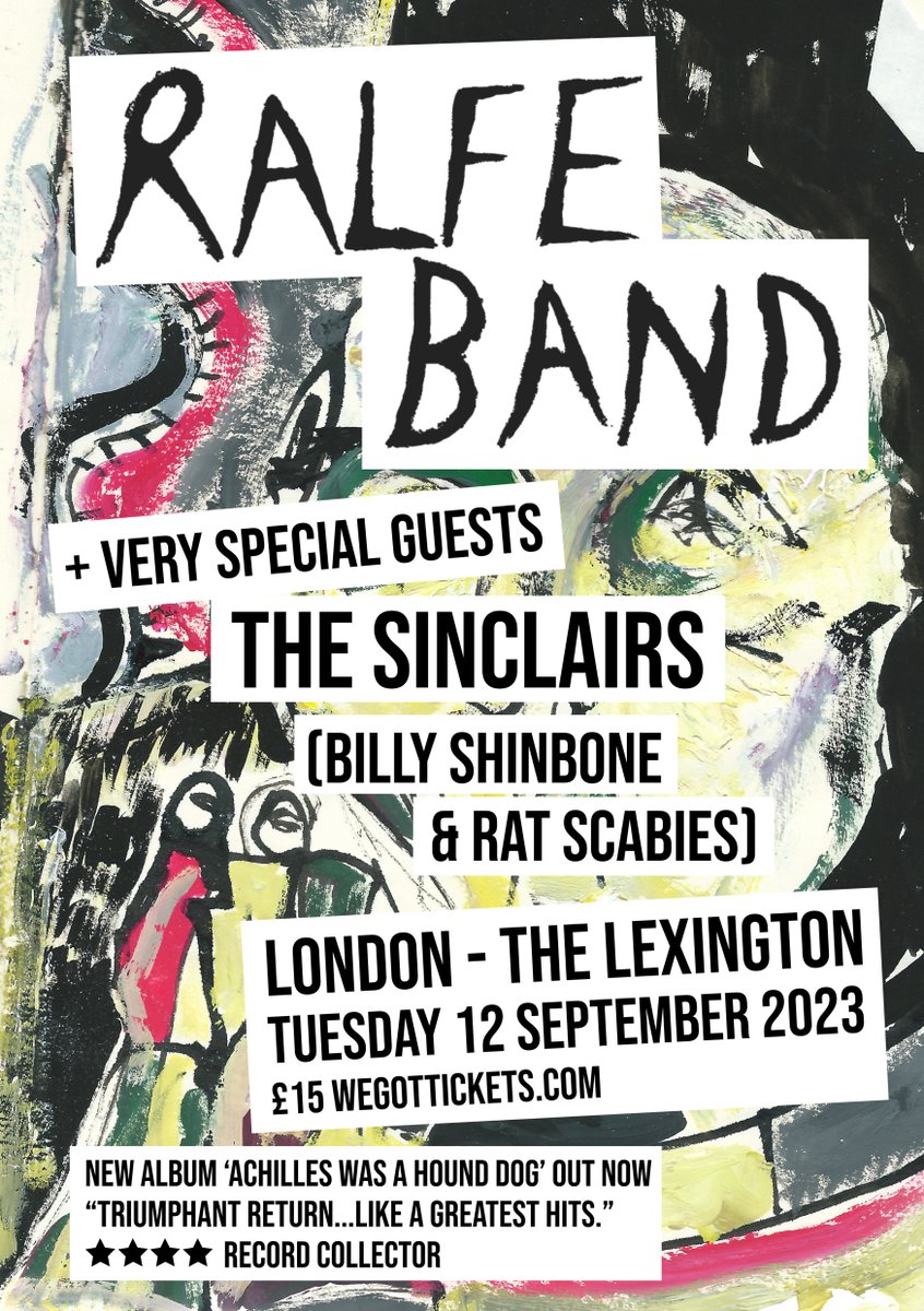 This is going to be fun! 12th September @thelexington with very special guests The Sinclairs ft @billyshinbone and drum legend @Rat_Scabies ! Get your tickets soon.. wegottickets.com/event/586136/