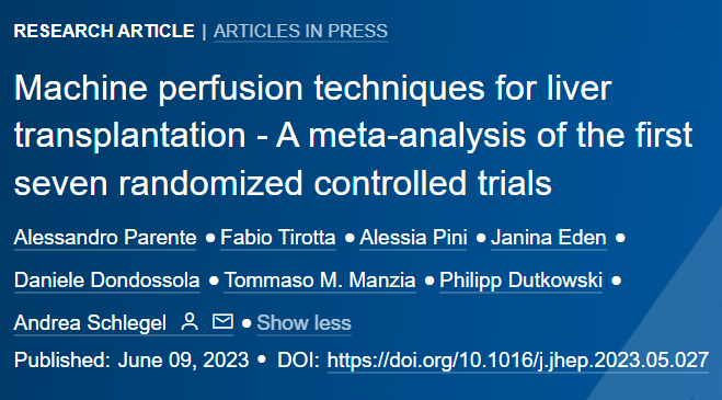 🆕Article in press❕

Machine perfusion techniques for #livertransplantation - A meta-analysis of the first seven randomized controlled trials

Read it here👉bit.ly/3OAIstW

#LiverTwitter