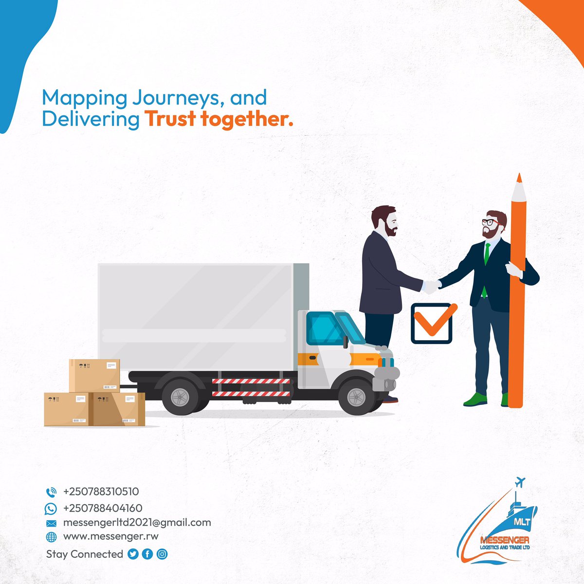 A heartfelt thanks to all our customers who choose us to connect their world. You map our journey. 

#messengerlogisticsandtrade 
#Customerappriciation #MovingTogether 🌍🚚