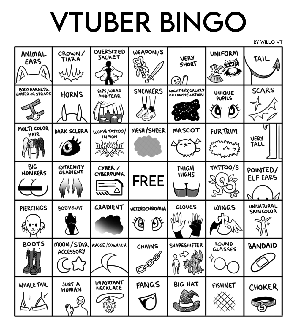WillO_VT's tweet photo. I made a Vtuber Bingo! 👀 https://t.co/uMrjypTKid