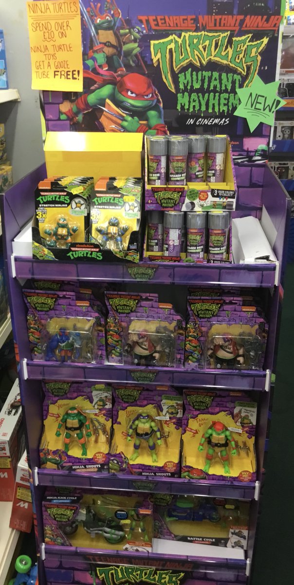toymasterleigh's tweet photo. Turtles! Turtles! Turtles! The new Teenage Mutant Ninja Turtles “Mutant Mayhem” toys are here at ToymasterLeigh. Battle cycles, Ninja Shouts figures, stretch ninjas &amp; 4.5” figures in stock. Come and see us in store. #toymasterleigh #TeenageMutantNinjaTurtlesMayhem https://t.co/3vxTq9y9Rq