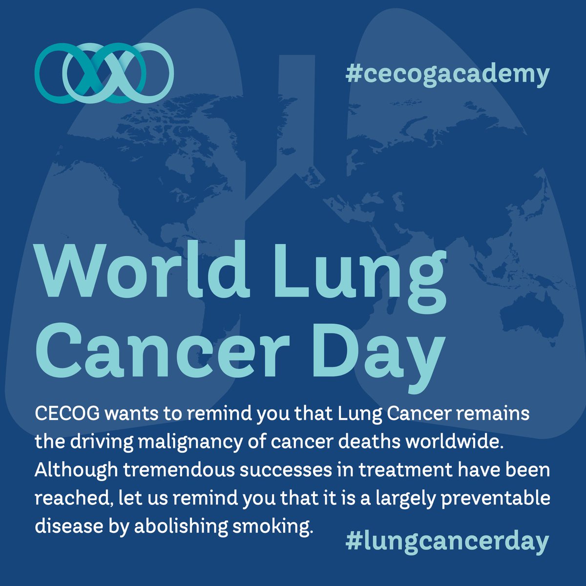 CecogAcademy's tweet photo. CECOG wants to remind you that Lung Cancer remains the driving malignancy of cancer deaths worldwide. 🫁🌍
Although tremendous successes in treatment have been reached, let us remind you that it is a largely preventable disease by abolishing smoking. 🚭
#lungcancerday #cee #cecog https://t.co/PPPze5AmTj