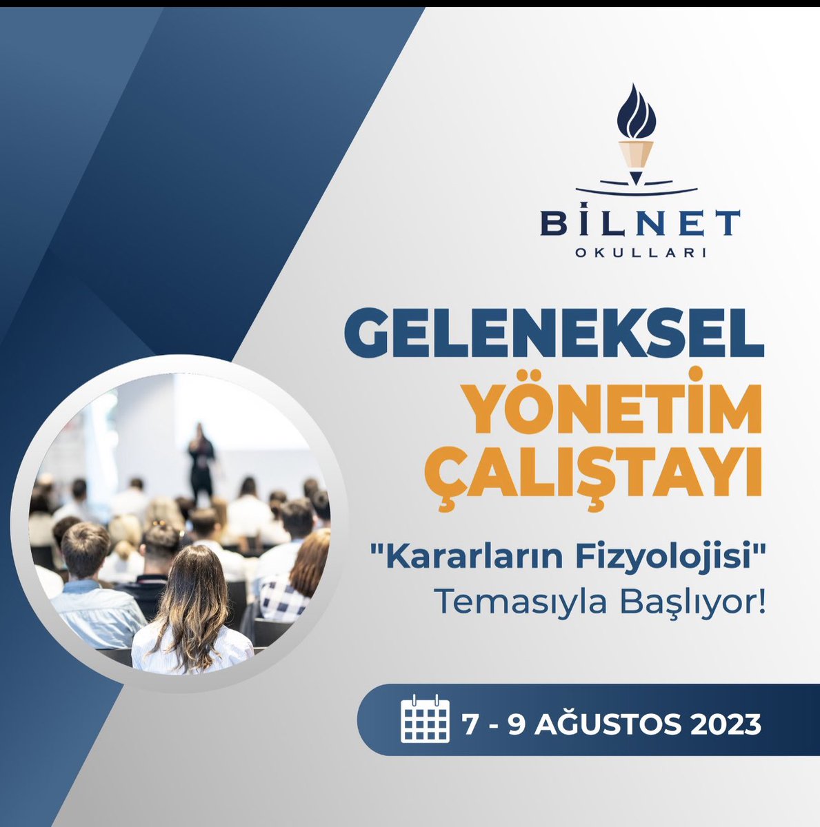 Bilnet Okulları Geleneksel Yönetim Çalıştayı “Kararların Fizyolojisi” temasıyla 7 Ağustos’ta başlıyor.

#BilnetOkulları #BilnetSchools #GelenekselYönetimÇalıştayı #KararlarınFizyolojisi