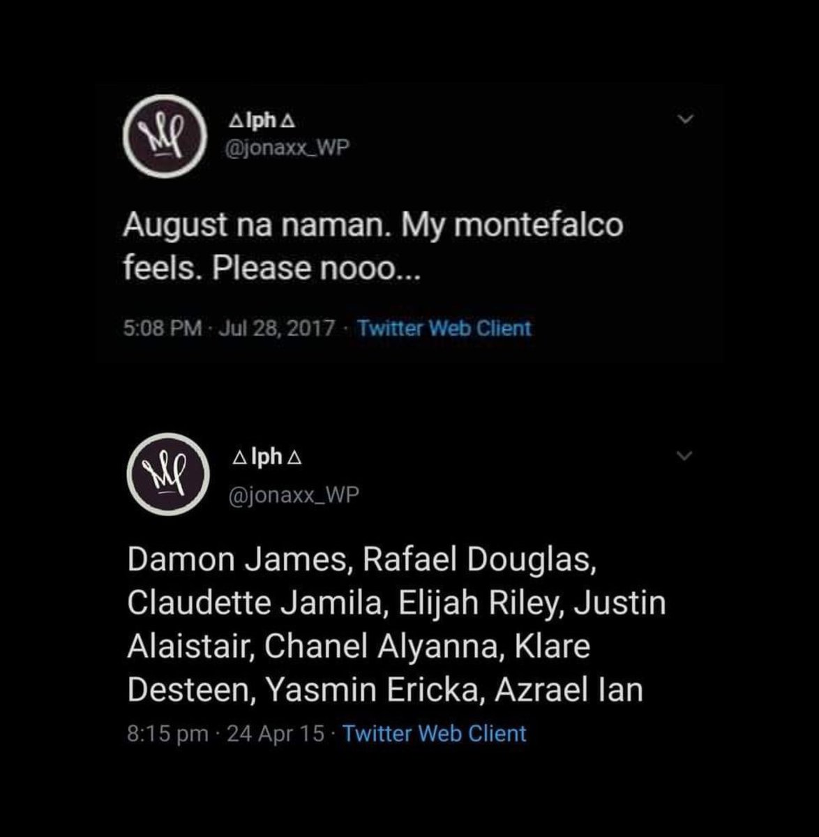 adlerthebully's tweet photo. the first day of august means the start of our montefalco feels. the bright lights, night outs, road trips, foam parties, solid bond, and warm embrace of the montefalco cousins are rushing back again. happy montefalco month, jsls! 💜 https://t.co/AAjDSdWnUf
