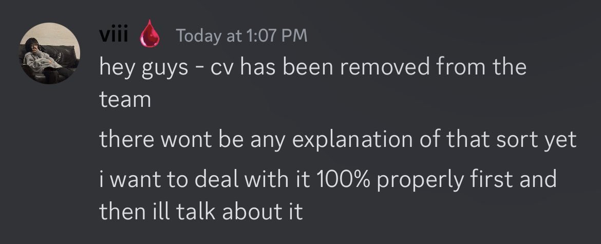 0xWatell's tweet photo. ETHER Founder 之一的 'CV' 似乎已经退出了团队

✦ 如图一所示，在今天早些时候，@visionofviii 在 @ether 的 Discord 里宣布："@CValley_ 已从ETHER的团队中被移除"。

值得一提的是：我并没有在 Discord 里找到图一中这条信息的原文，可能已被删除，也可能这张图是伪造的，因为名字后面的身份组图标是不同的(现在的是一把剑，图里的是一滴血)。

但，根据 Discord 里其余持有者的聊天记录来看 —— cv确实已经离开了ETHER，目前官方对此并没有任何解释。

✧ viii 还表示 "我们正在原地踏步，所有答案都将在 AMA 中得到解答(图二)"，看来我们只能等待官方的 Twitter Space 才能知道这场事件的真相了🫡

#NFT