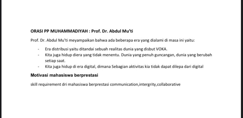 hfsfrds14_'s tweet photo. RESUME GRAND OPENING MASTA 2023
NAMA : MUHAMMAD HAFIS FIRDAUS
NIM : J500230111
PRODI : FAKULTAS KEDOKTERAN
#ums #UMSurakarta #Genmu #Muhammadiyah #MastaUMS2023 https://t.co/bbpmVUa2pC