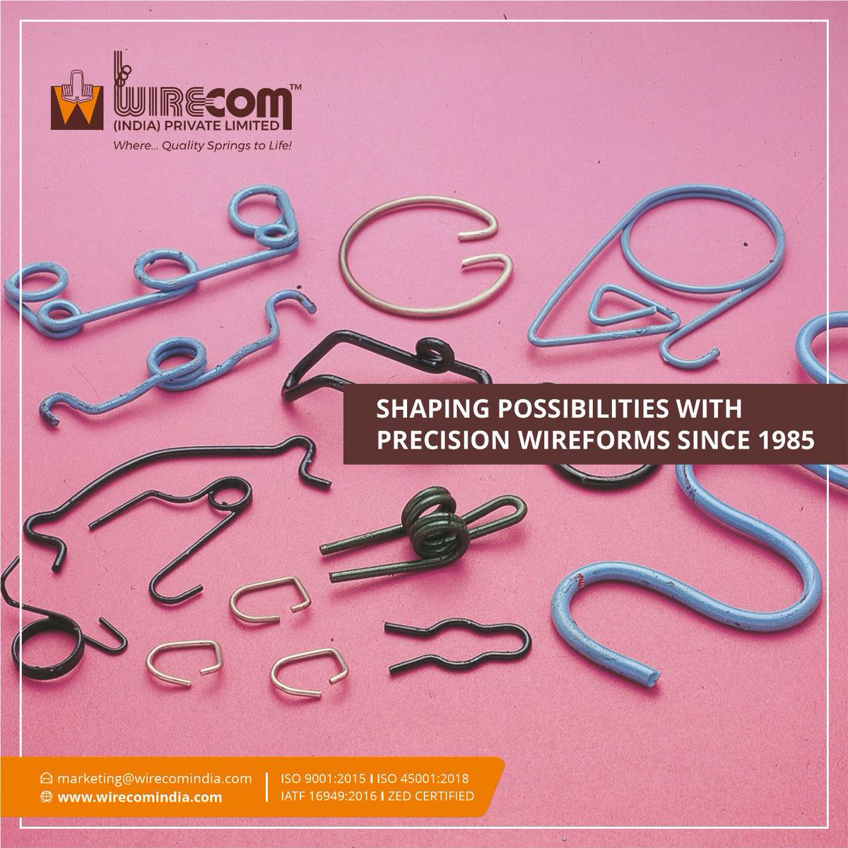 WirecomIndia's tweet image. Custom wireforms are manufactured in a variety of shapes and sizes to perform specific functions for your application. Since 1985, #WirecomIndia is the leading manufacturer and exporter of high quality springs and #wireforms in India and across the Globe.

#spring #innnovation