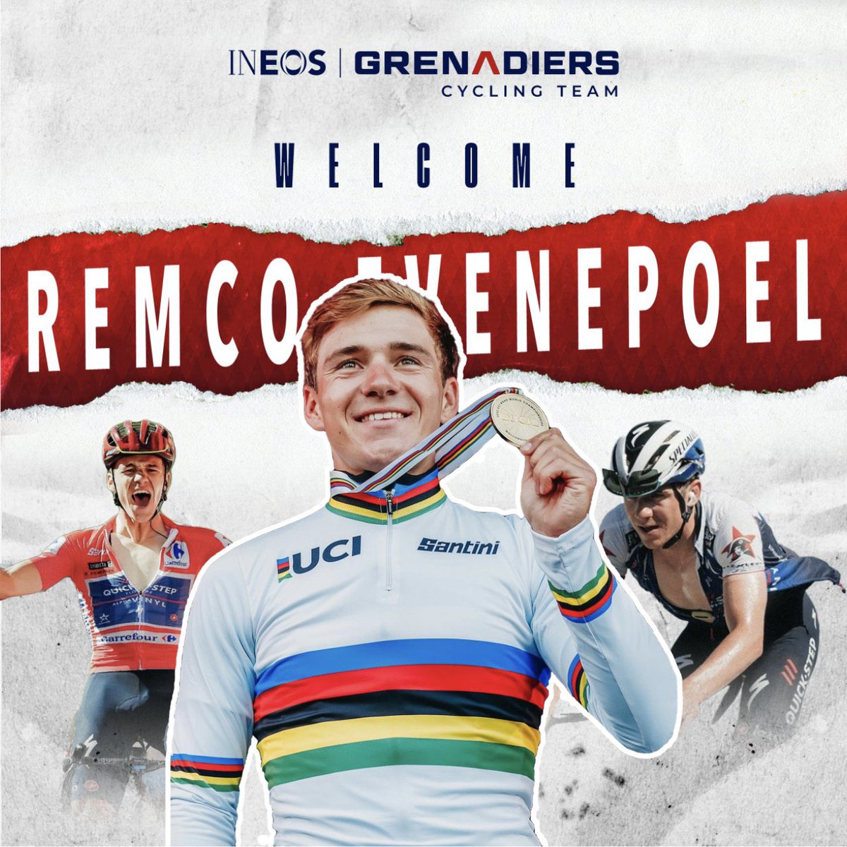 Remco Evenepoel 🤝 INEOS Grenadiers

We're thrilled to announce that <a href="/EvenepoelRemco/">Remco Evenepoel</a> will join the team from 2024.

Welcome to the Grenadiers, Remco 👋