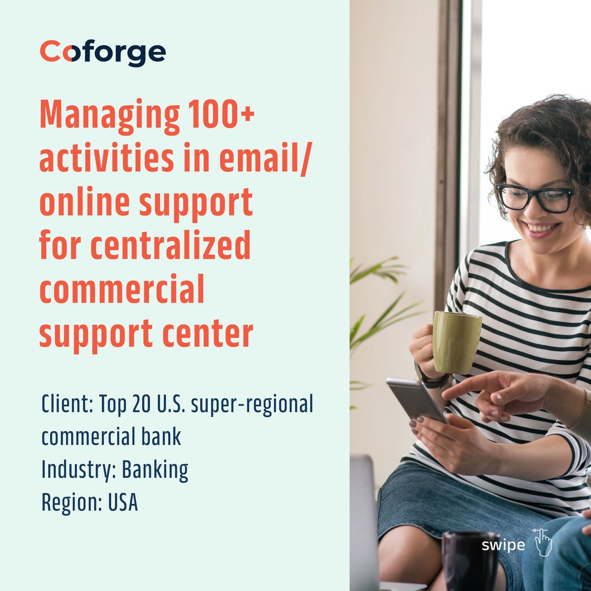 Coforge_Tech's tweet photo. Customer satisfaction is always one of the Top 3 priorities of every financial services organization that is successful. At Coforge BPS, we partner with our banking clients to offer high levels of efficiency and customer satisfaction. https://t.co/PWdOYeEQ5l https://t.co/6rHUi9Q5ud