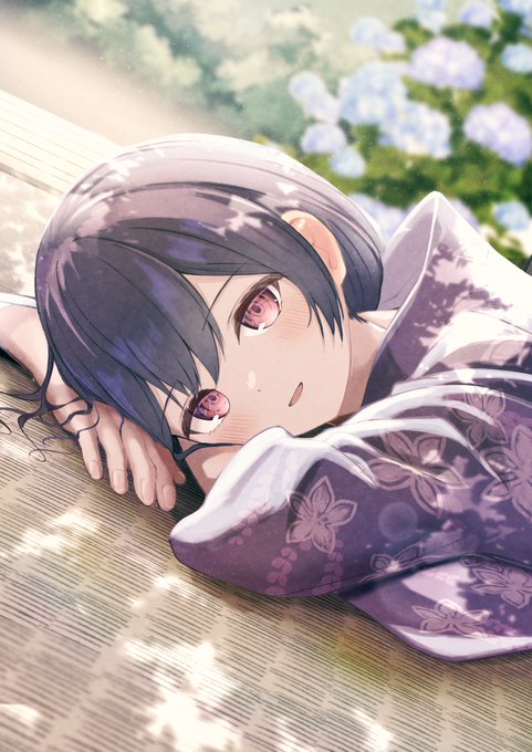 「black hair hydrangea」 illustration images(Latest)｜2pages