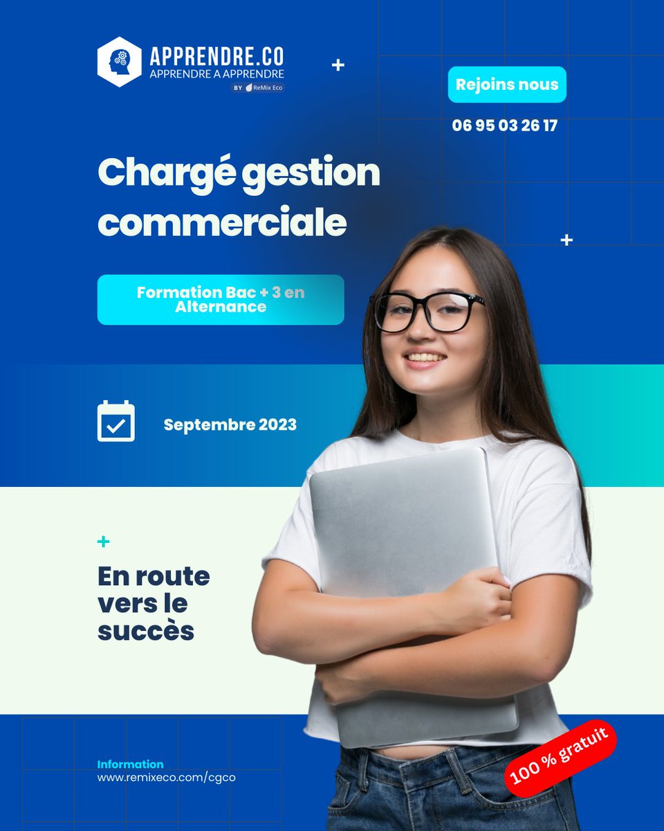 ReMixEco's tweet photo. Réalisez vos ambitions professionnelles avec https://t.co/o5bflrxwQ7 ! 🌟🎯 Notre formation en alternance de Chargé de Gestion Commerciale vous offre une expérience pratique tout en vous préparant pour une carrière réussie. #formationprofessionnelle #alternance #apprendreco https://t.co/afmUo9bPcm