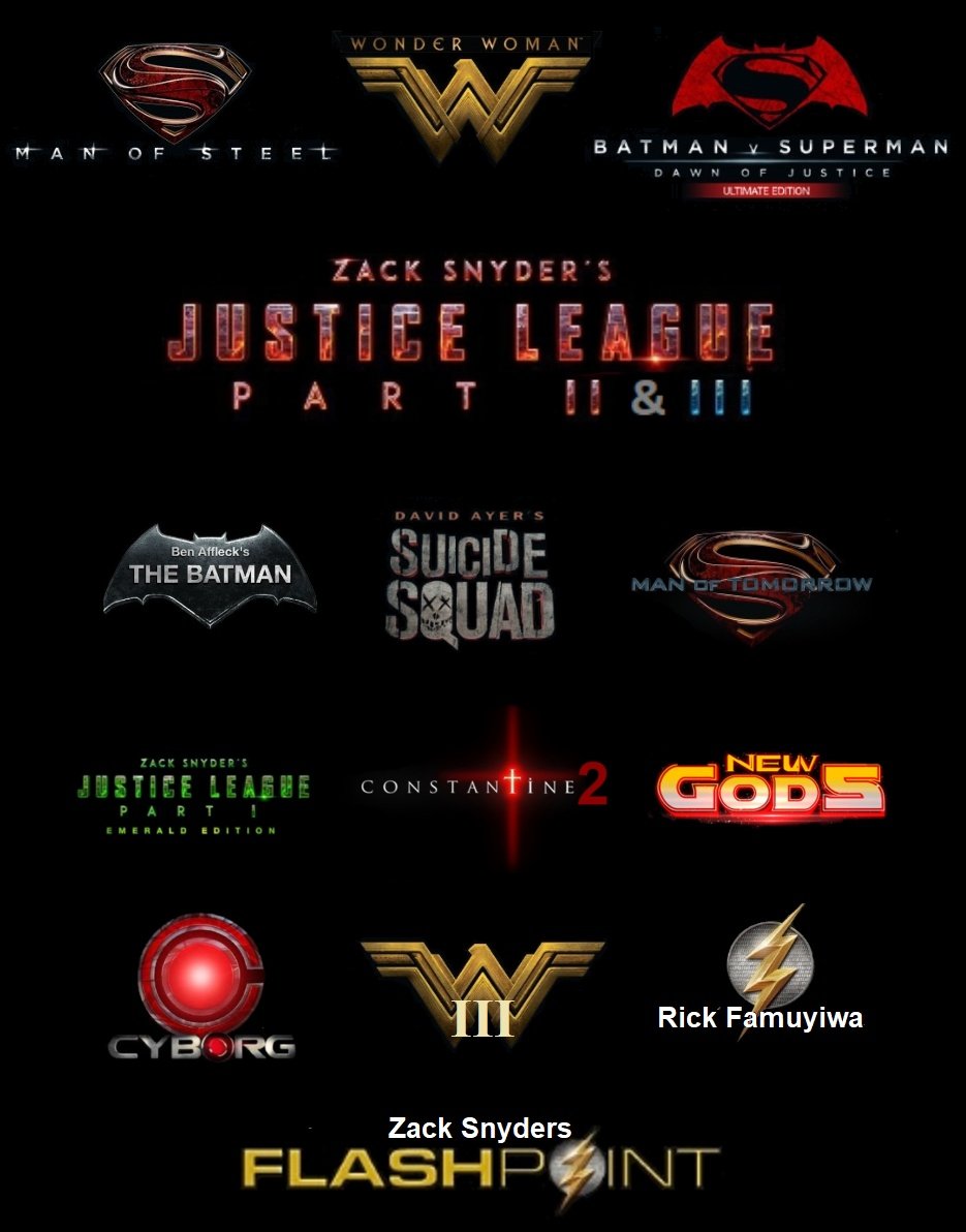 restoreZSJL's tweet photo. I present to you...
The complete Snyderverse:

With the addition of Keanu Reeves as John Constantine.

God i wish this could become true.
#RestoreTheSnyderVerse 
#ReleaseTheAyerCut https://t.co/wG4X9NOmzn