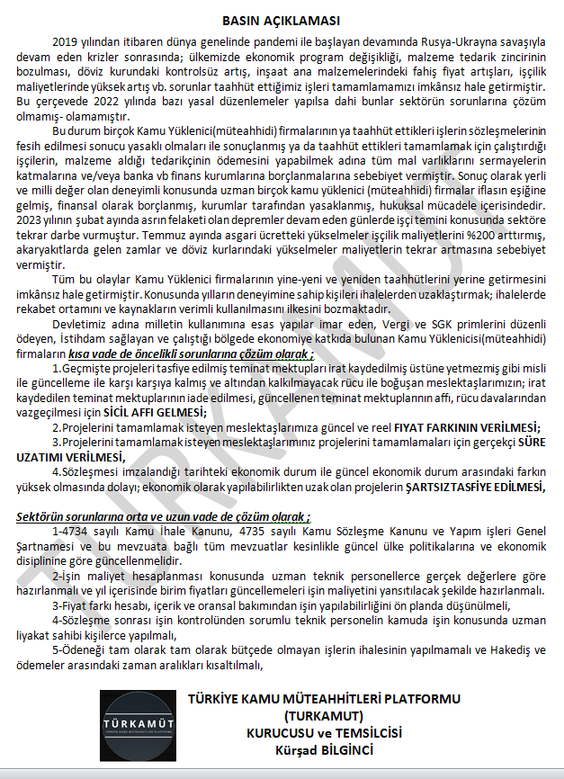 #SicilAffı #Teminatİadesi #SüreUzatımı
<a href="/RHisarciklioglu/">Rifat Hisarcıklıoğlu</a> başkanım biz  #kamumüteahhidi firmaları #BasiretliTüccar ız ama  dünya ekonomisinin basiretsizliğinden kaynaklı #İfaGüclüğü den dolayı sözleşmelerimiz fesh oldu.<a href="/RTErdogan/">Recep Tayyip Erdoğan</a> <a href="/_cevdetyilmaz/">Cevdet Yılmaz</a> <a href="/memetsimsek/">Mehmet Simsek</a> <a href="/mehmetozhaseki/">Mehmet Özhaseki</a>