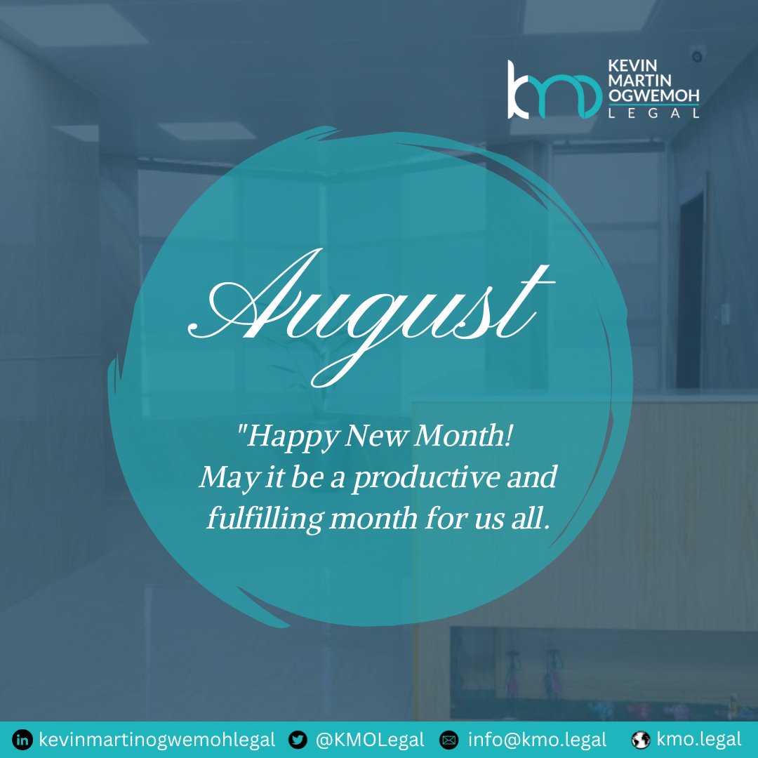 KMOLegal's tweet photo. August
Happy new month! May it be a productive and fulfilling month for us all.

#kmolegal 
#lawfirm 
#premiumlegalservice 
#august2023
#newmonth https://t.co/3IpxA7scxT