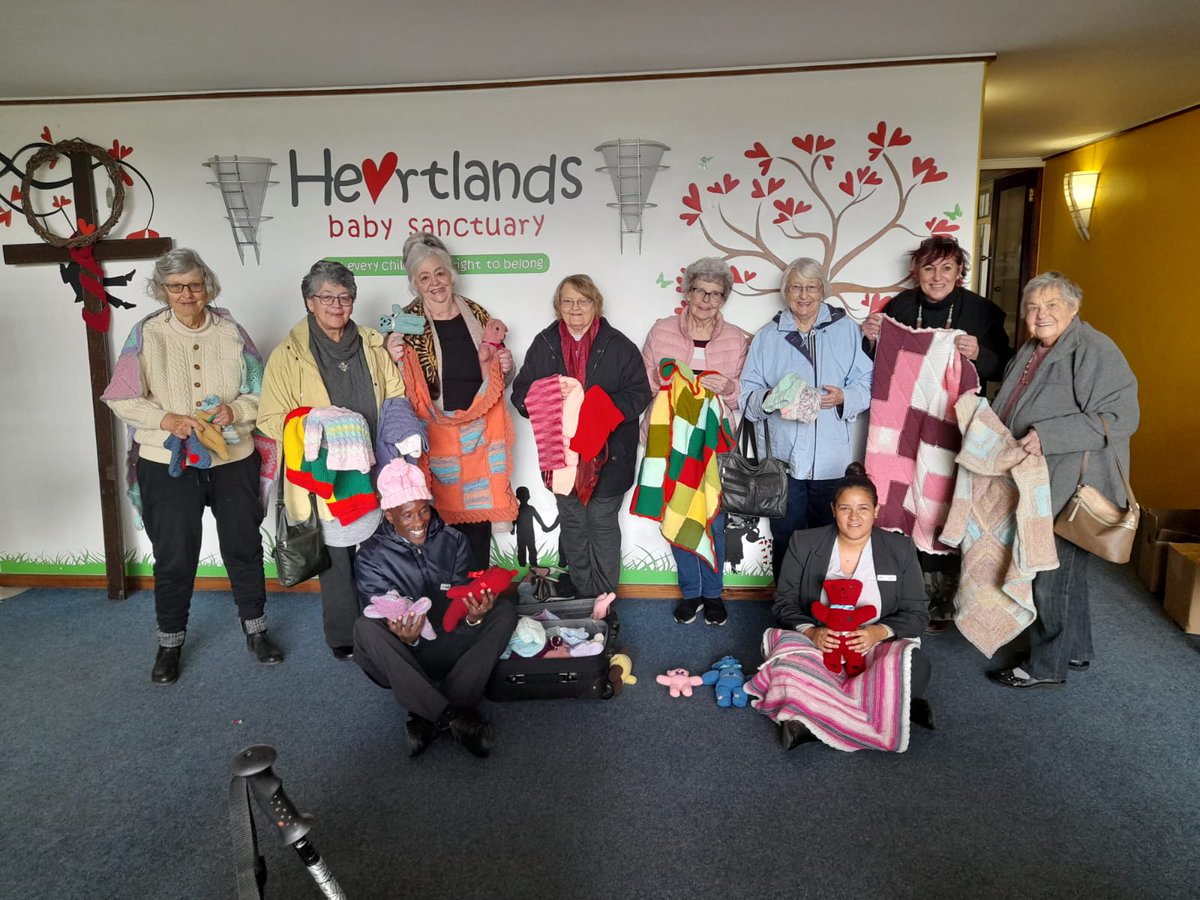 HelderbergSoc's tweet photo. The HSFA Vonke Service Centre Knitting Group, "The Squares," created beautiful knitted items such as jerseys, scarves, beanies, and blankets and delivered them to Heartlands Baby Sanctuary in Strand last week. #heartlandsbaby https://t.co/GYPLLVvc5Z