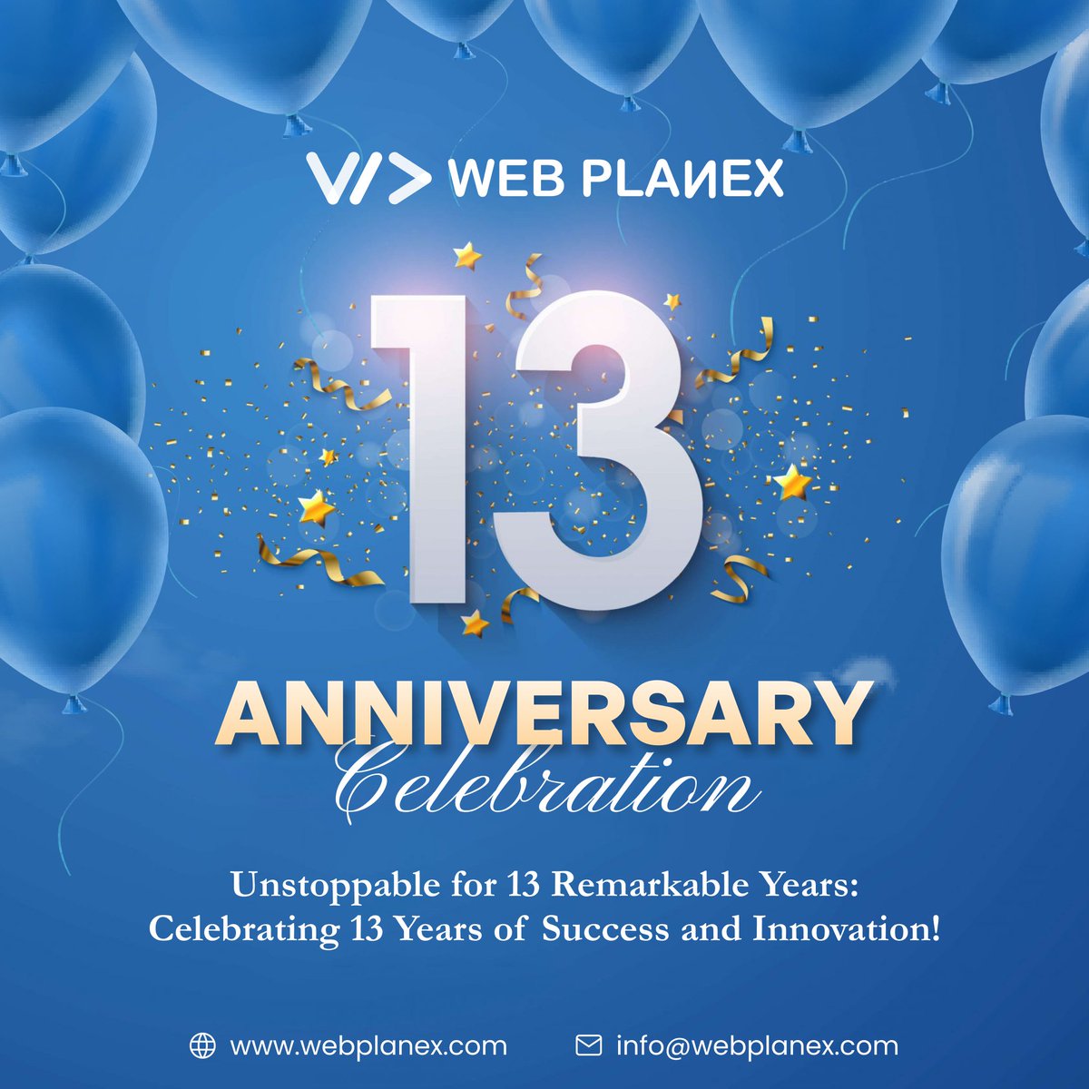 webplanex's tweet photo. 🎂 Today, as we mark 13 triumphant years of unyielding excellence, we proudly stand on the summit of our biggest achievement yet! 🏆🌟

https://t.co/mp4nFs7JDD

#13YearsOfExcellence #LegacyOfGreatness #PushingBoundaries #InnovationMasters #TogetherWeTriumph 🏆🎂🌍 https://t.co/ewT8U0qVF3