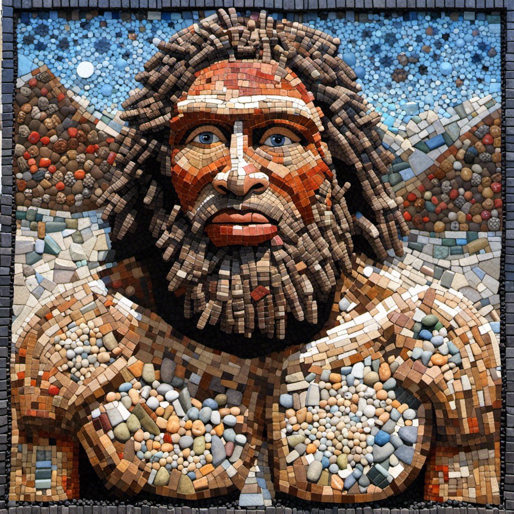 CrazyDancingGuy's tweet photo. #stonemen, from the #stoneage, made by a #stoned man 
#stonepainting #stoneart #rockartist #rockartwork #stonemosaic #natureart #pietradura #lapidary #terrazo #AIArtworks #mosaicart https://t.co/MAKja6jgGS