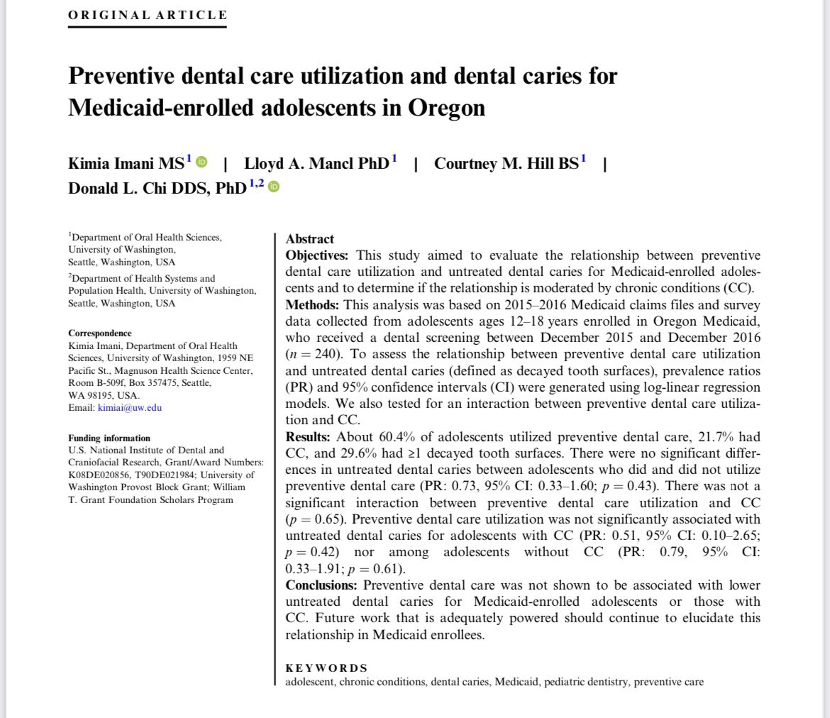 My very first, “first author” publication in the Journal of Public Health Dentistry. Ecstatic!! Please give it a read: doi.org/10.1111/jphd.1… #Medicaid #dentalcare #phdlife