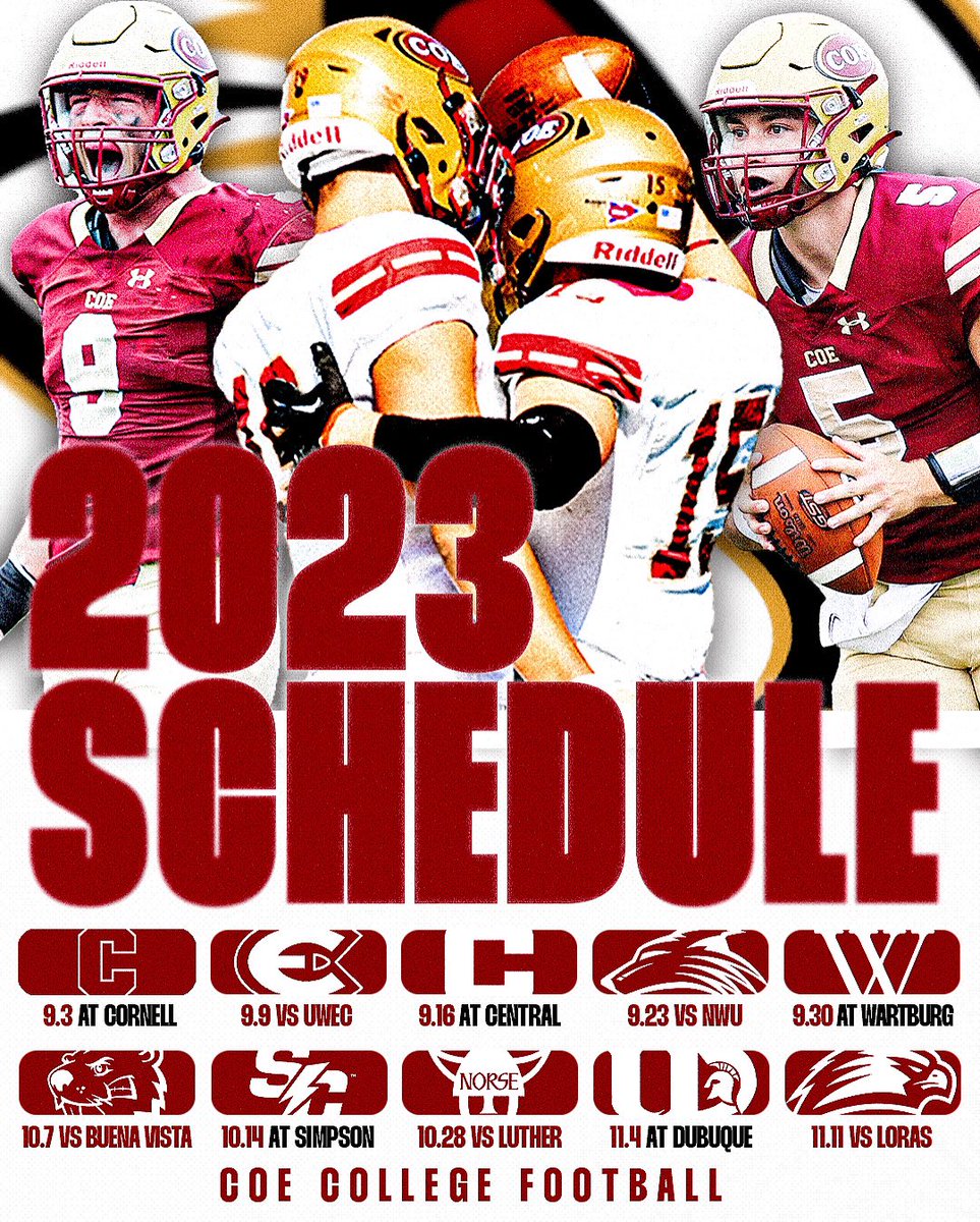 CoeAthletics's tweet image. 𝐀𝐮𝐠𝐮𝐬𝐭 = 𝐒𝐜𝐡𝐞𝐝𝐮𝐥𝐞 𝐃𝐫𝐨𝐩𝐬 🙌

Let’s start with @Kohawk_Football who opens the season on the road at Cornell before hosting UWEC for their first home game! 🫡

#KohawkNation