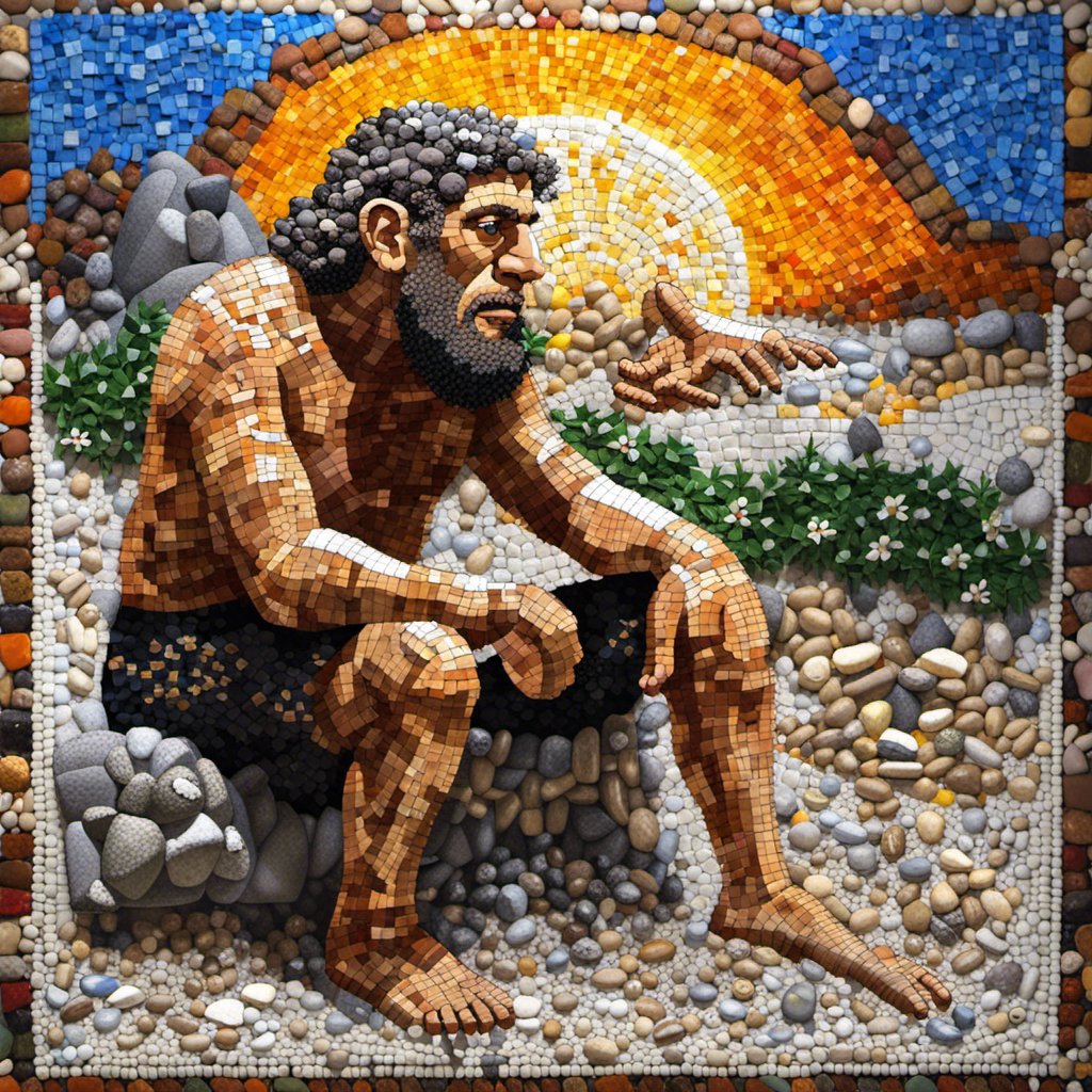 CrazyDancingGuy's tweet photo. #stonemen, from the #stoneage, made by a #stoned man 
#stonepainting #stoneart #rockartist #rockartwork #stonemosaic #natureart #pietradura #lapidary #terrazo #AIArtworks #mosaicart https://t.co/MAKja6jgGS