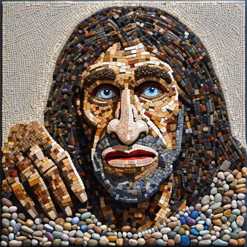 CrazyDancingGuy's tweet photo. #stonemen, from the #stoneage, made by a #stoned man 
#stonepainting #stoneart #rockartist #rockartwork #stonemosaic #natureart #pietradura #lapidary #terrazo #AIArtworks #mosaicart https://t.co/MAKja6jgGS