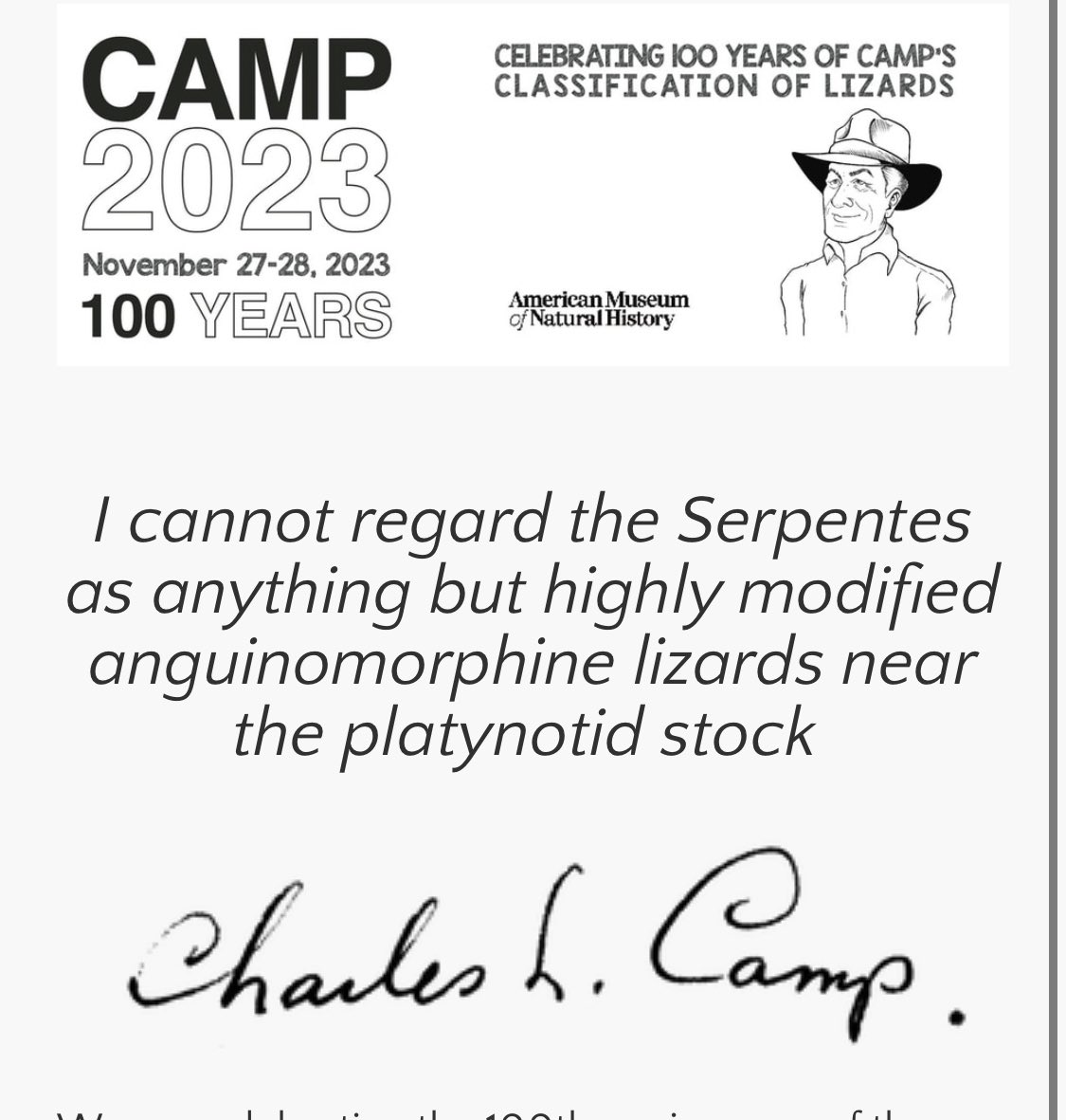 Sara Ruane (@sara_and_snakes) on Twitter photo If you donβt know about Camp 2023 this November <a href="/AMNH/">American Museum of Natural History</a> and you work on squamate phylogenetics, you need to check it out asap!No registration costs and it will be the coolest of the cool in attendance giving the best talks youβve ever heard RT camp2023.weebly.com If you donβt know about Camp 2023 this November <a href="/AMNH/">American Museum of Natural History</a> and you work on squamate phylogenetics, you need to check it out asap!No registration costs and it will be the coolest of the cool in attendance giving the best talks youβve ever heard RT camp2023.weebly.com