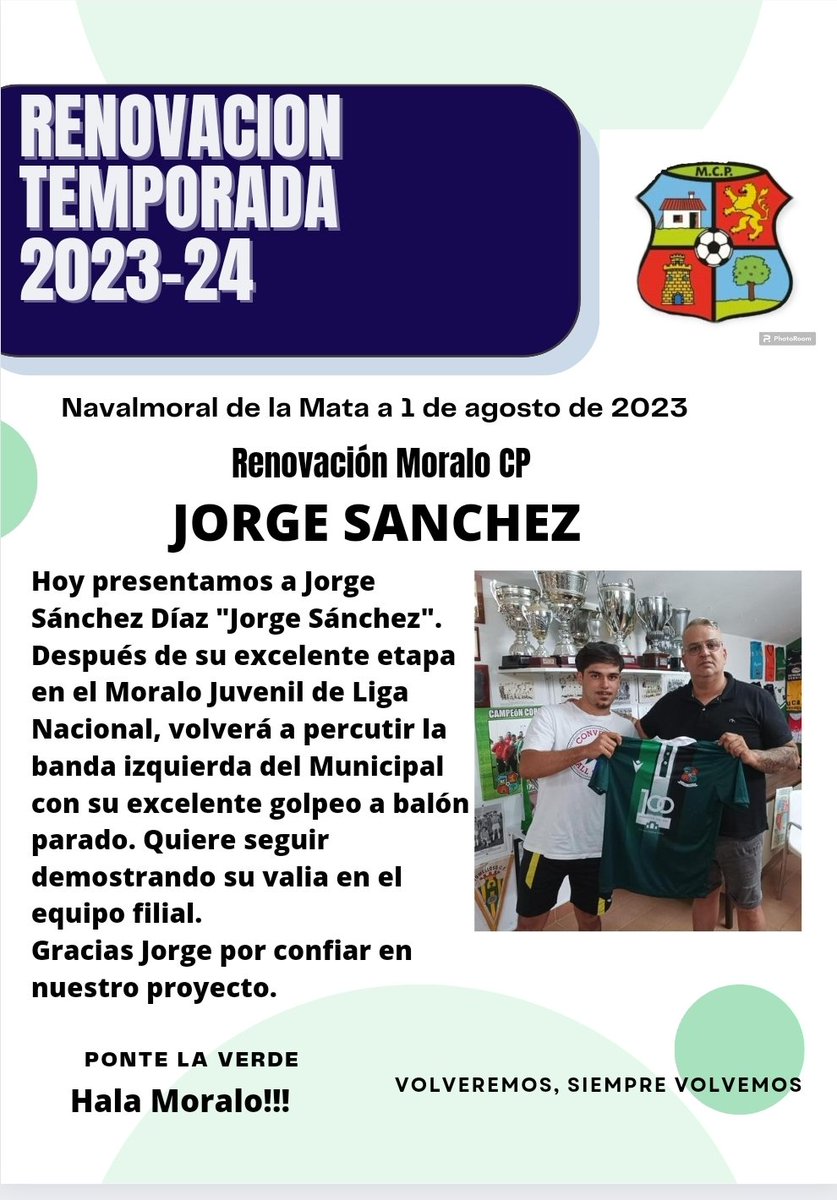 RENOVACIONES EQUIPO FILIAL MORALO CP TEMPORADA 2023-24 
Javi Luis, Robles y Jorge Sánchez confían en el proyecto del Moralo CP  B.