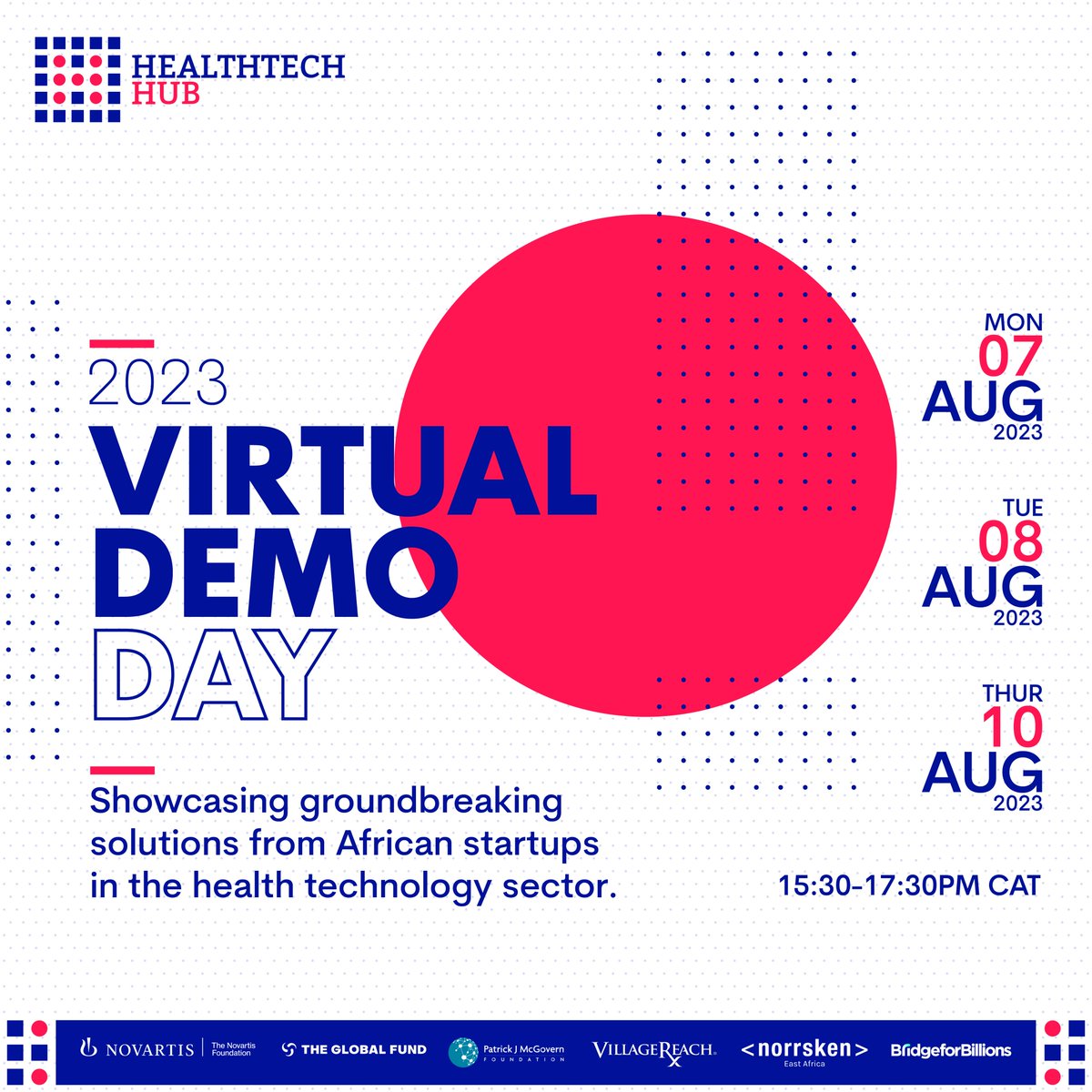 Exciting News! Join us for Demo Day, a virtual pitch event by HealthTech Hub Africa featuring groundbreaking solutions from startups across African countries.

Witness the future of healthcare as these innovative companies tackle critical health issues,