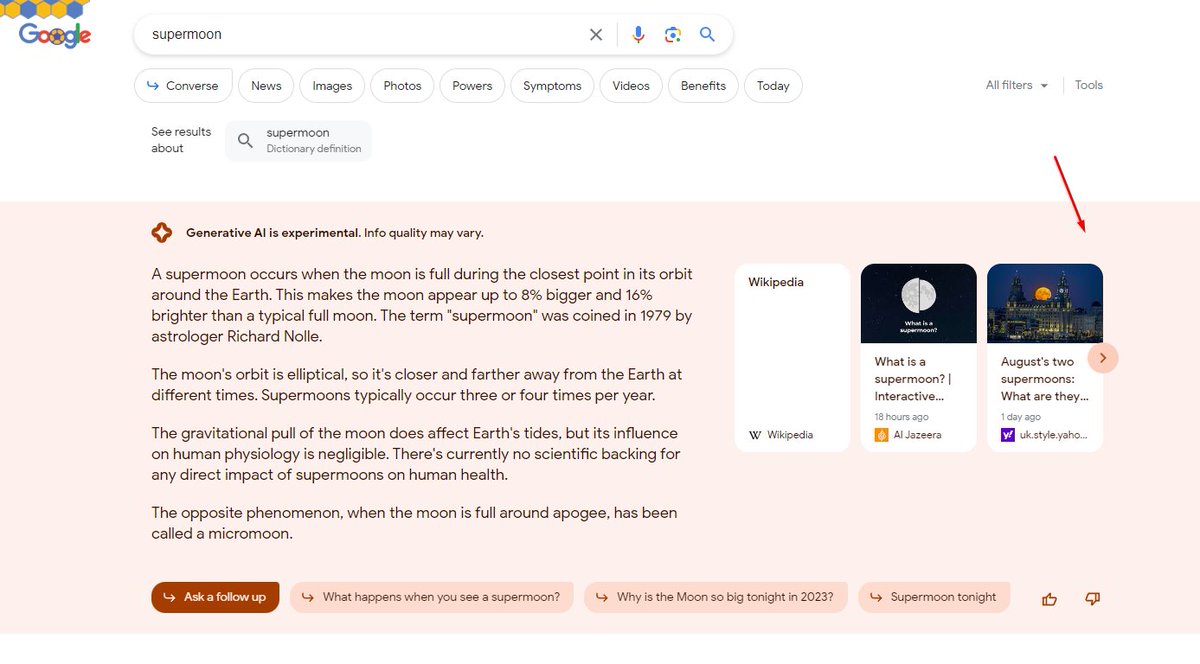 rustybrick's tweet photo. ICYMI: Google testing links in the Search Generative Experience AI-generated answer https://t.co/xDekzMiTED https://t.co/LHhnxfV9hV