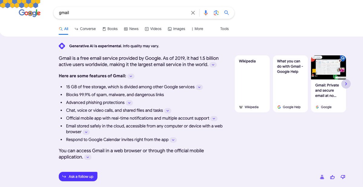 rustybrick's tweet photo. ICYMI: Google testing links in the Search Generative Experience AI-generated answer https://t.co/xDekzMiTED https://t.co/LHhnxfV9hV