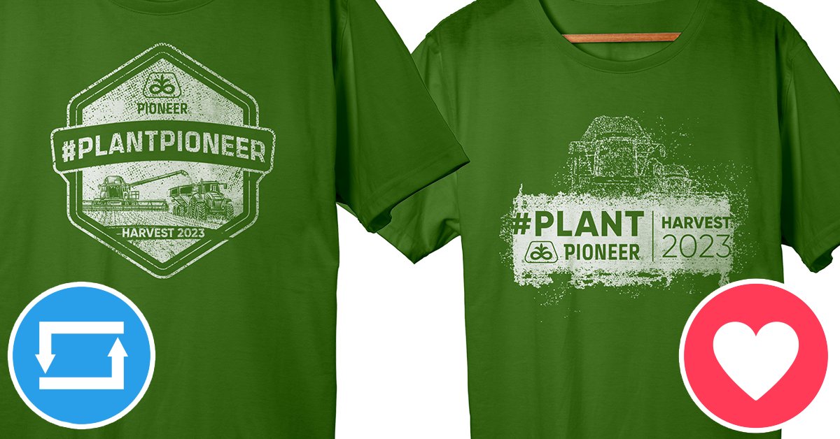 Vote for your favorite #PlantPioneer #Harvest23 shirt! 🔁 or 💚 this post to submit your vote. You could receive the winning shirt design this harvest season. Voting ends August 2, 2023.