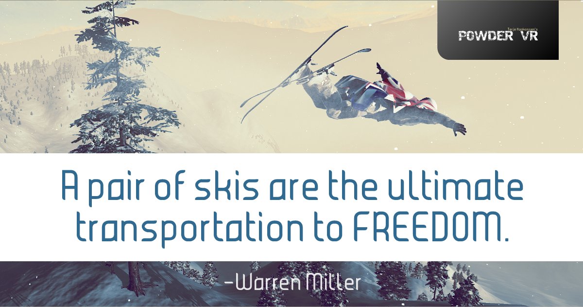 PowderVR's tweet photo. The best way to get to freedom is on skis, according to Warren Miller. We couldn't agree more, but with #PowderVR, we've taken skiing to a whole new level! Prepare yourself for action-packed powder from the comfort of your home! ๐ฅ๐ฎ
Joinย us on Steam!
https://t.co/9o3MKK7s9S https://t.co/eKuHsHyv2y