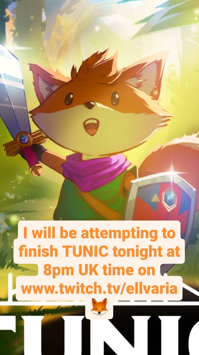 Ellvaria5657's tweet photo. I will be attempting to finish #TUNIC tonight at 8pm UK time on https://t.co/s6RvNSuEe9
#GirlGamer #Gamer #Twitch #Streamer #Affiliate #Fox #Foxanne https://t.co/TbpWyCKEkd
