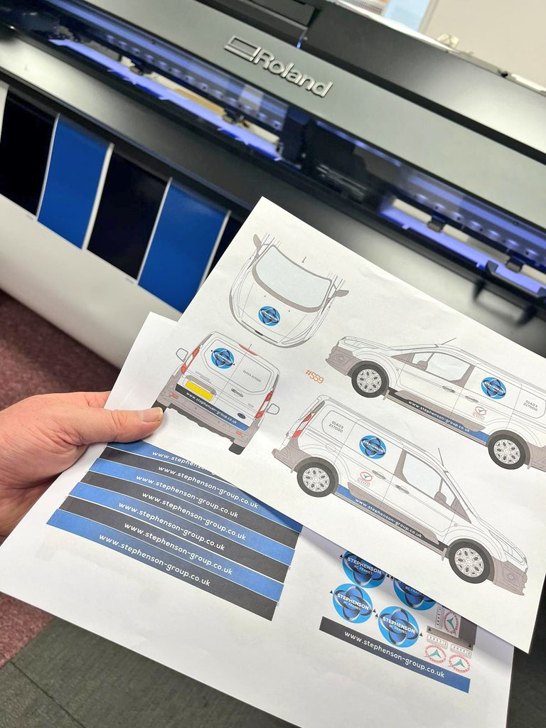 A #sneakpeek of in-house print production of @GroupStephenson's latest quartet of #fleet #vehicles.