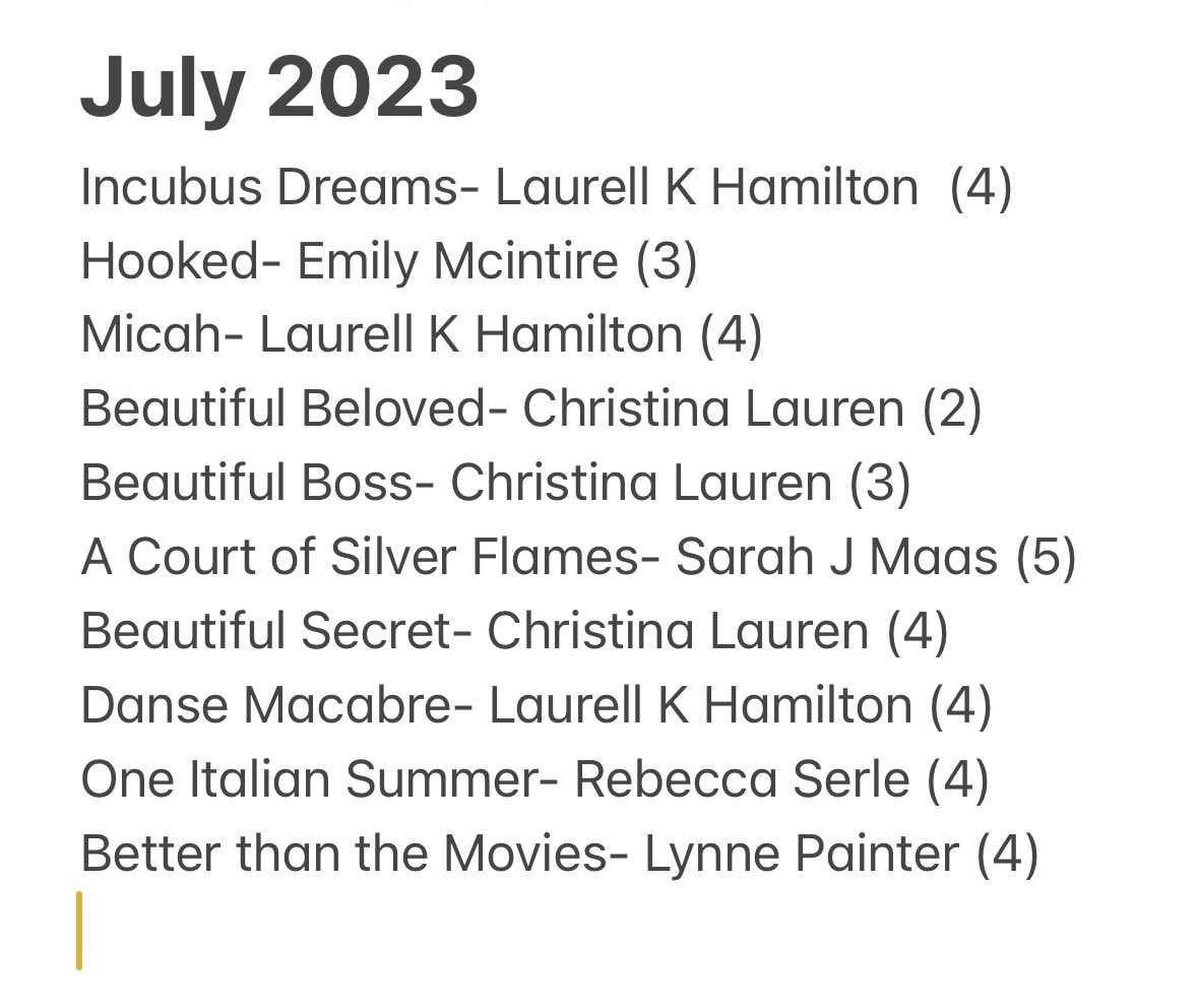 Books I read in July including my rating out of 5⭐️s, it was sort of a dud month for me. #reading #acotar #booklover #bookofthemonth #booktok