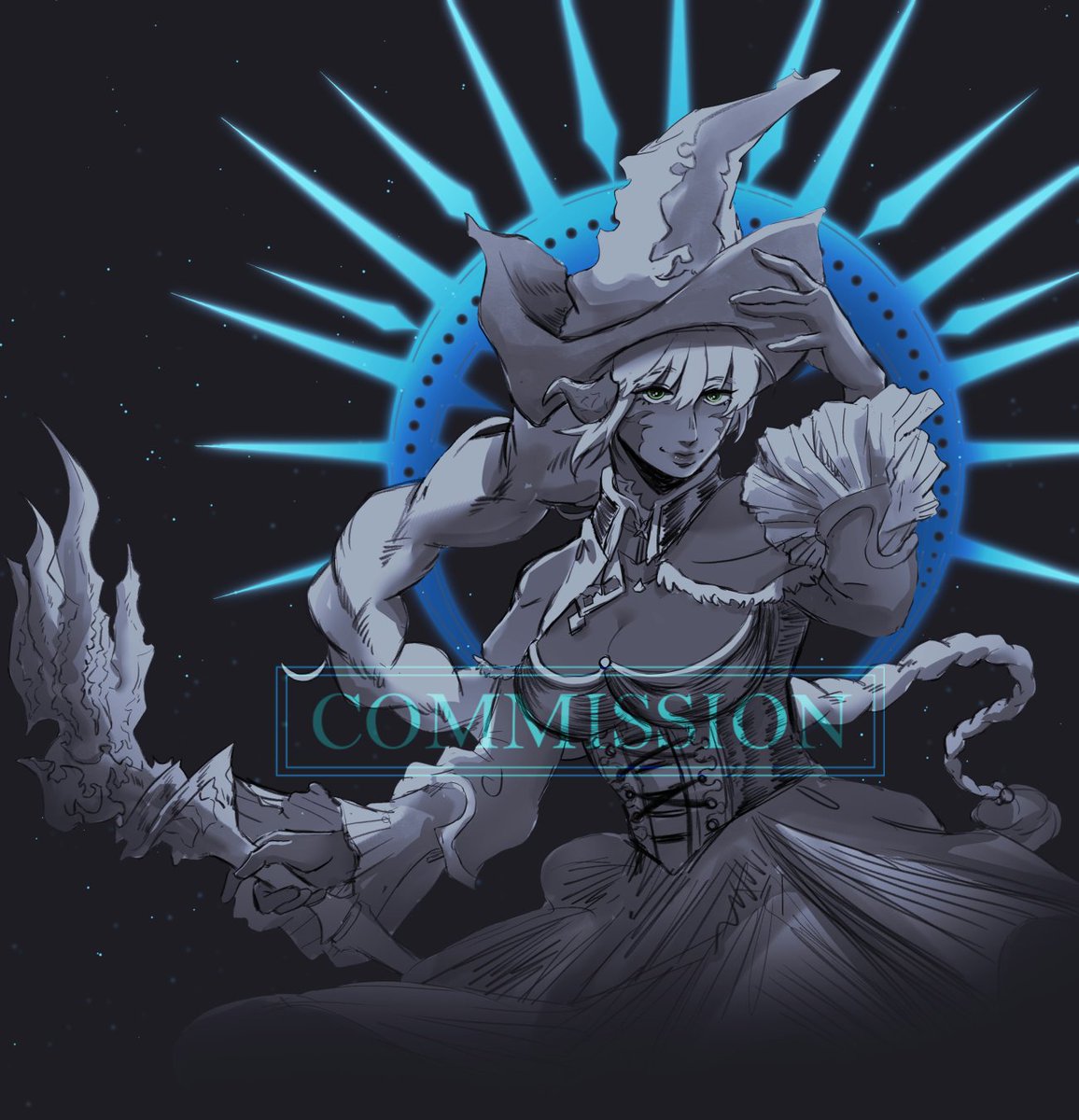 still crazy that i was commissioned to draw my own OC but hey? BW color splash piece for @.milkpuzzles :)