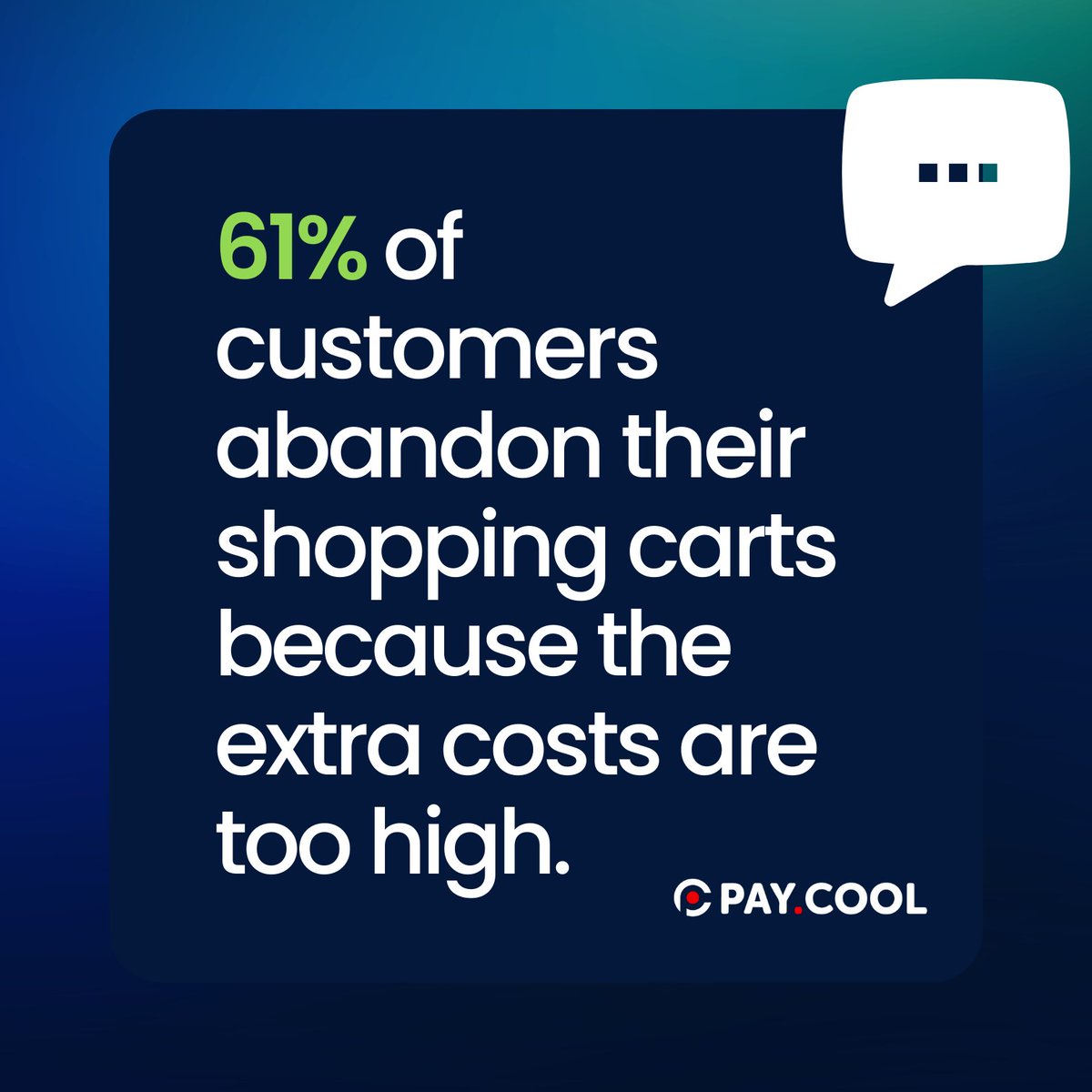 ⛔️Study shows 61% of customers abandon their shopping carts because the extra costs are too high.  
Say goodbye to transaction fees and hello to lightning-fast #crypto payments with Pay.Cool! 
  #Cryptocurrency #NoFees #HighEfficiency #cryptocurrency #payments