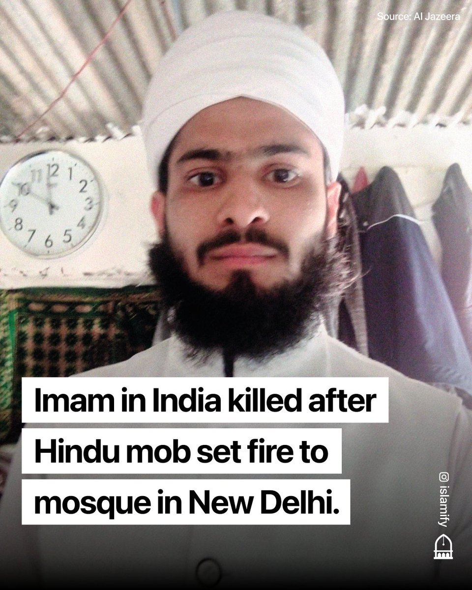 Alhamdhulillaah's tweet photo. 🚨 An Imam in  India has been killed after a Hindu mob attacked and set fire to a  mosque in Gurugram, a suburb in the Indian capital of New Delhi.

The Imam has been identified as 19 year-old Maulana Saad. May Allah grant him the status of a shahīd.

انا لله وانا اليه راجعون https://t.co/AjHHPIv7hh