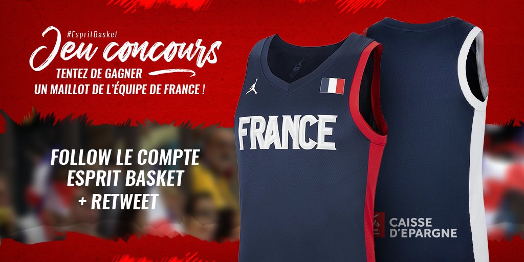 Nouveau match des Bleus, nouvelle chance de gagner un maillot 👊 Follow + retweet pour tenter le coup ! #EspritBasket #FRAMON 🇫🇷 - 🇲🇪