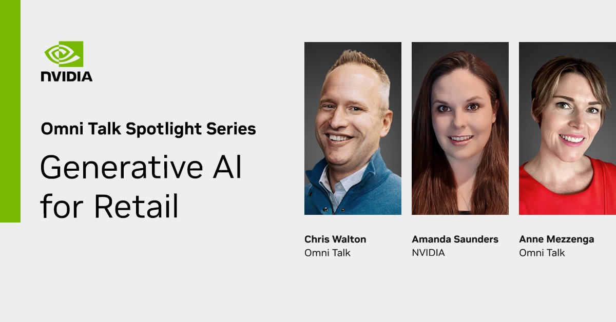 NVIDIAAI's tweet image. Discover how #retailers can leverage #generativeAI, particularly in e-commerce content generation, marketing assets, customer service responses, and more. nvda.ws/3KmnOv2