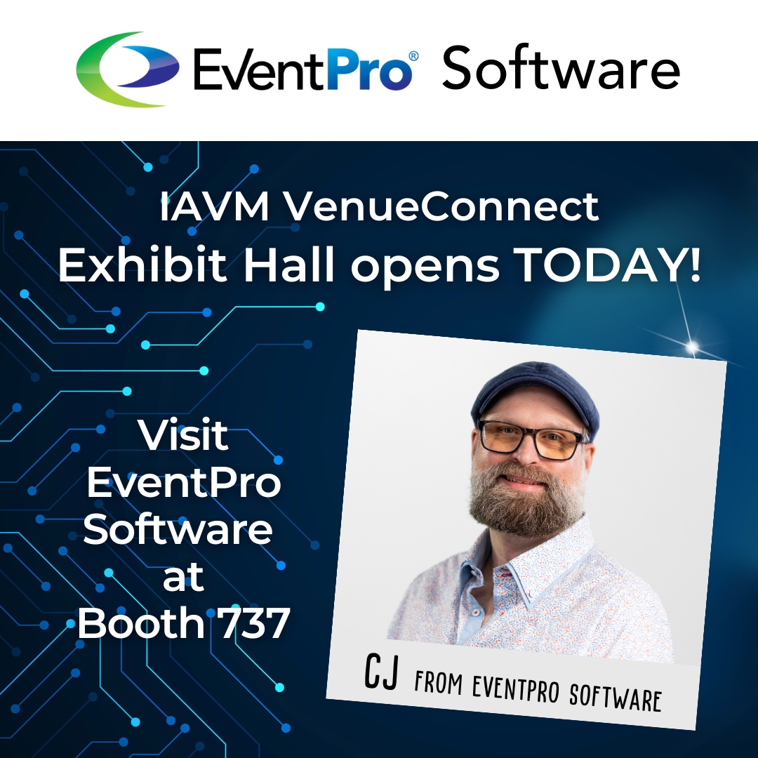 EventProConnect's tweet photo. It’s Exhibit Hall opening day at @IAVMWHQ #VenueConnect. EventPro Software could be the solution you need to take your event venue to the next level of success - find out at Booth 737. #IAVM #VenueConnect23 #VC23 #eventprosoftware https://t.co/yONj9Ewez2