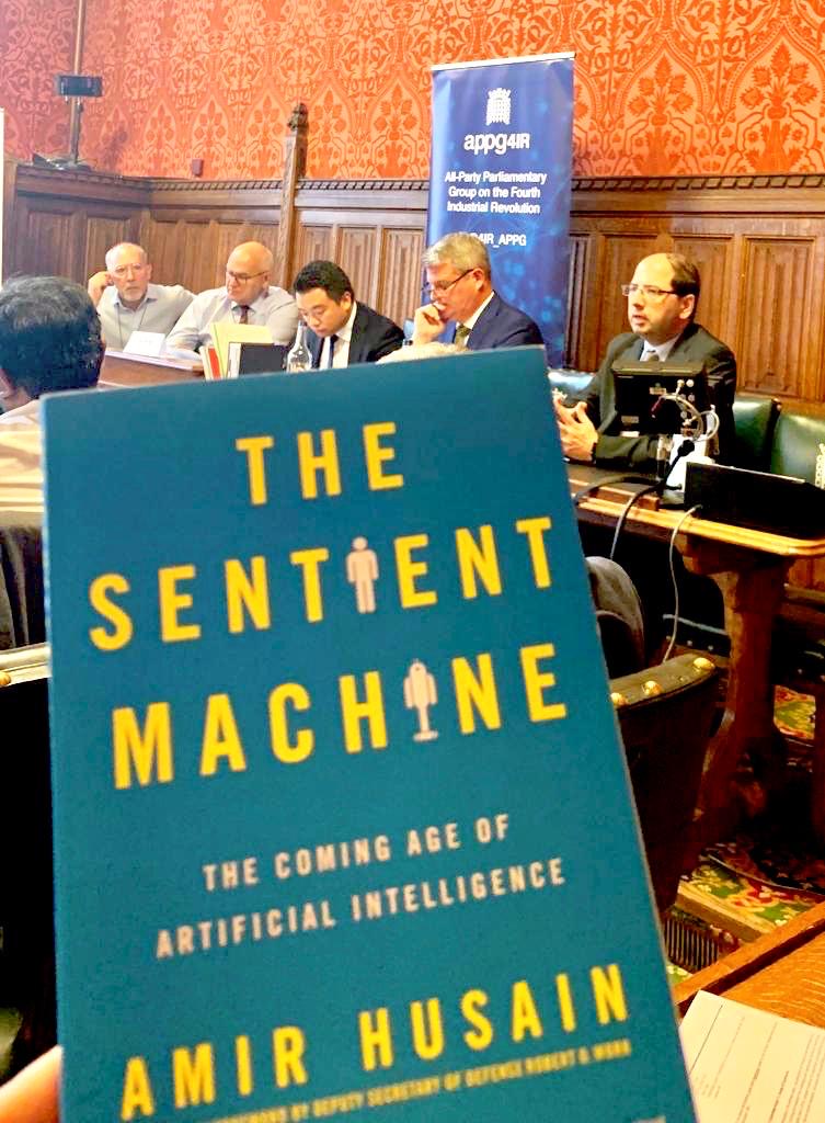amirhusain_tx's tweet photo. #TheSentientMachine at the UK Parliament! Where I spoke about the Fourth Industrial Revolution. https://t.co/VcTFVri6D9