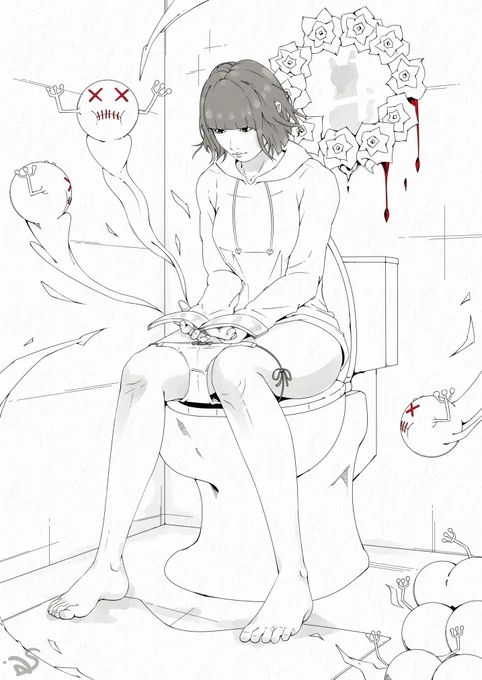 お昼担々麺食べてからずっとトイレ・・(・ω・)🧻 #イラスト