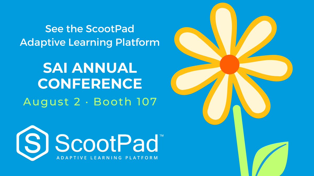 We're in Des Moines for the SAI Annual Conference! Meet @elisha_johnson3 at Booth 107 & learn how the #ScootPad adaptive learning platform is making a difference for students & teachers. #SAIconf23 #personalizedlearning #adaptivelearning #backtoschool ow.ly/AH4Q50Ppxng