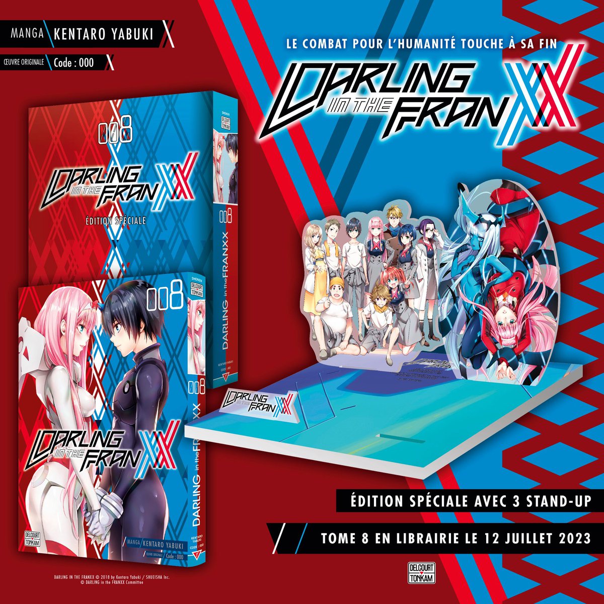 LimitedMangas's tweet photo. 30 AOÛT 📆

DARLING in the FRANXX - Tome 8 Édition Spéciale

Contenu :
- Le tome 8 avec fourreau
- 3 Stand-Up acrylique

• 14,95€

Amazon : https://t.co/VHq17DNGsd
Cultura : https://t.co/WCvgf3L6ST https://t.co/BmfNG0dNsw