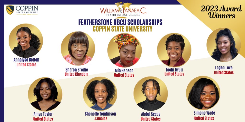 FeatherstoneFdn's tweet photo. Congrats to the Featherstone HBCU Scholars @CoppinStateUniv. On Aug. 11, these exceptional individuals will receive $3,000 Scholarships during our Awards Ceremony, an annual event that promotes academic equity in higher education. @CoppinPresident  https://t.co/xT5wUMr0hL https://t.co/Zp5Yw6r0fE