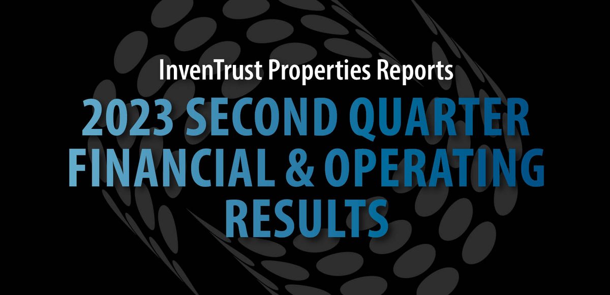 “Our results this quarter highlight the robust tenant demand at our centers and the outstanding execution of the InvenTrust team, positioning our platform for continued outperformance,” said Daniel (DJ) Busch, President and CEO of InvenTrust. 
Learn more, ow.ly/6Phg50PpZL7